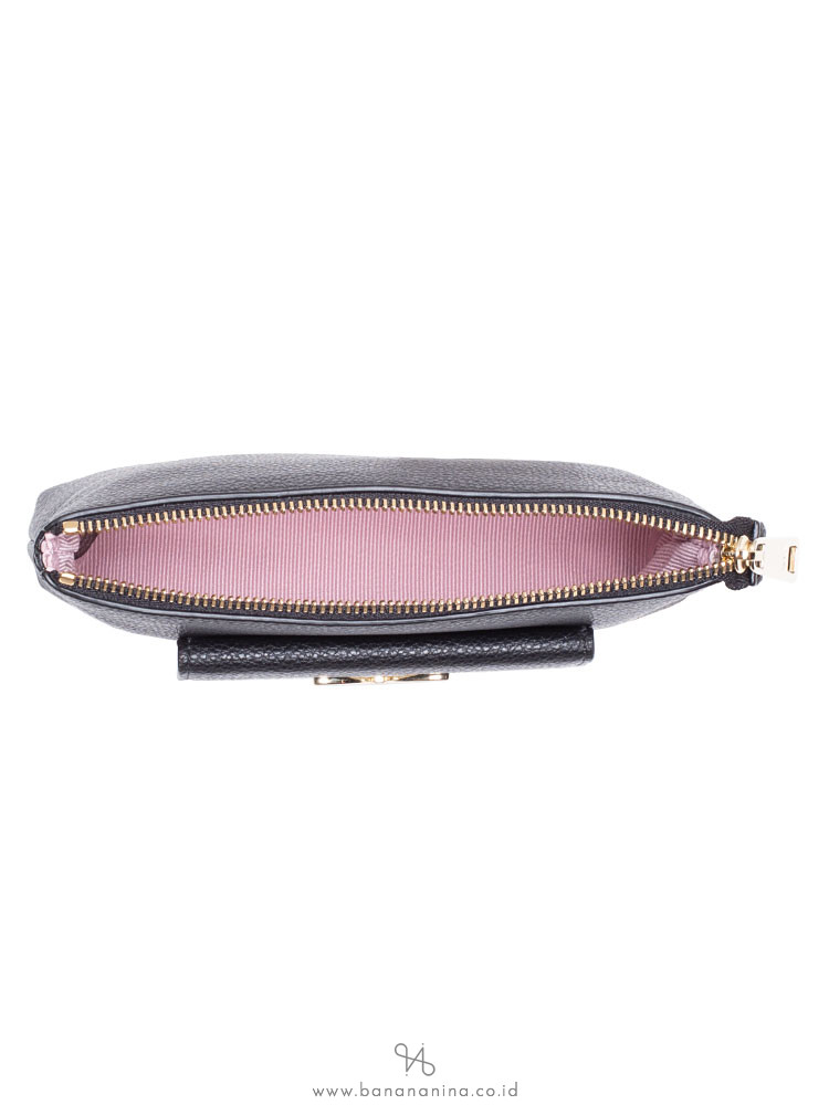 FURLA Mughetto Leather Zip Clutch Onyx