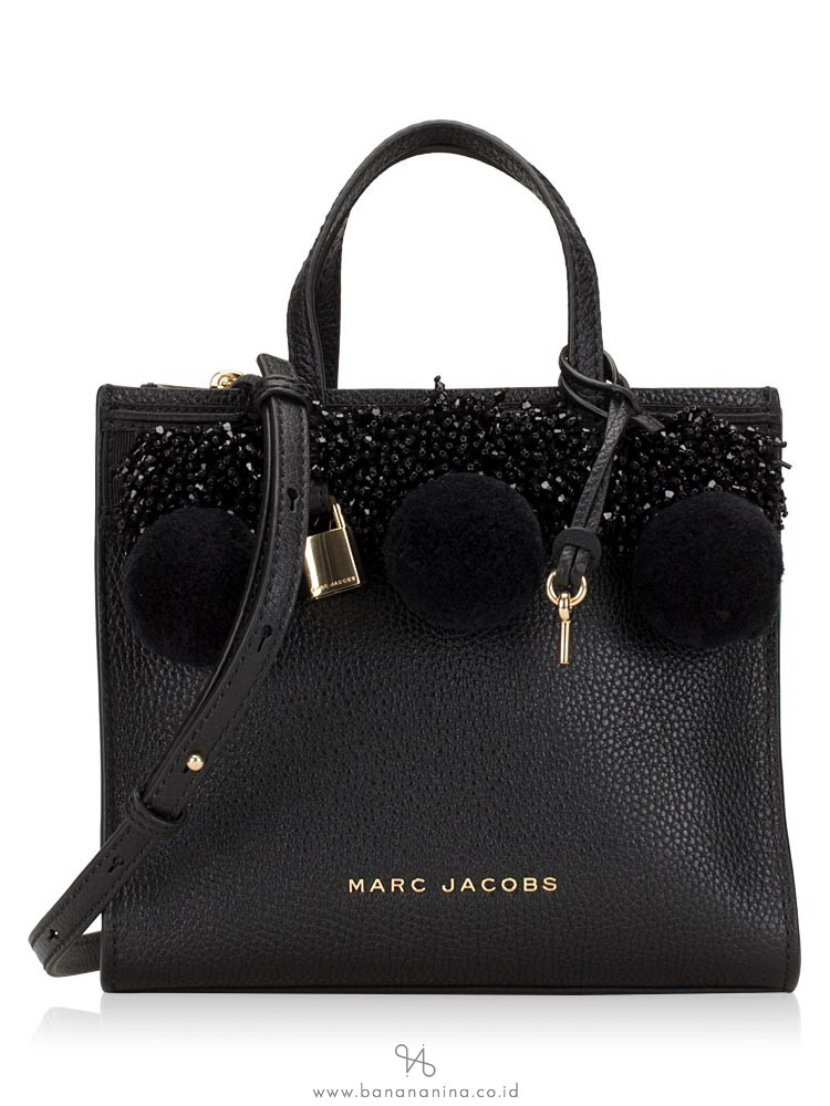 MARC JACOBS M0013368 The Beads & Pompoms Mini Grind Satchel Black