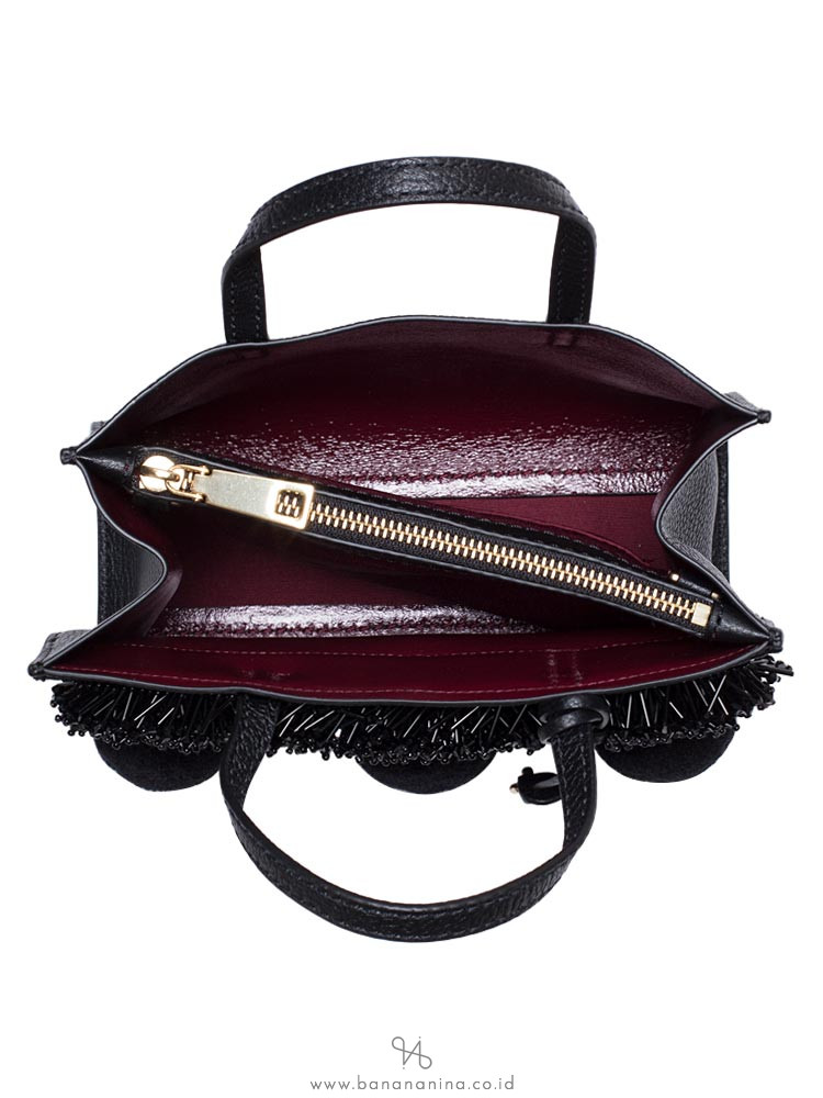 MARC JACOBS M0013368 The Beads & Pompoms Mini Grind Satchel Black