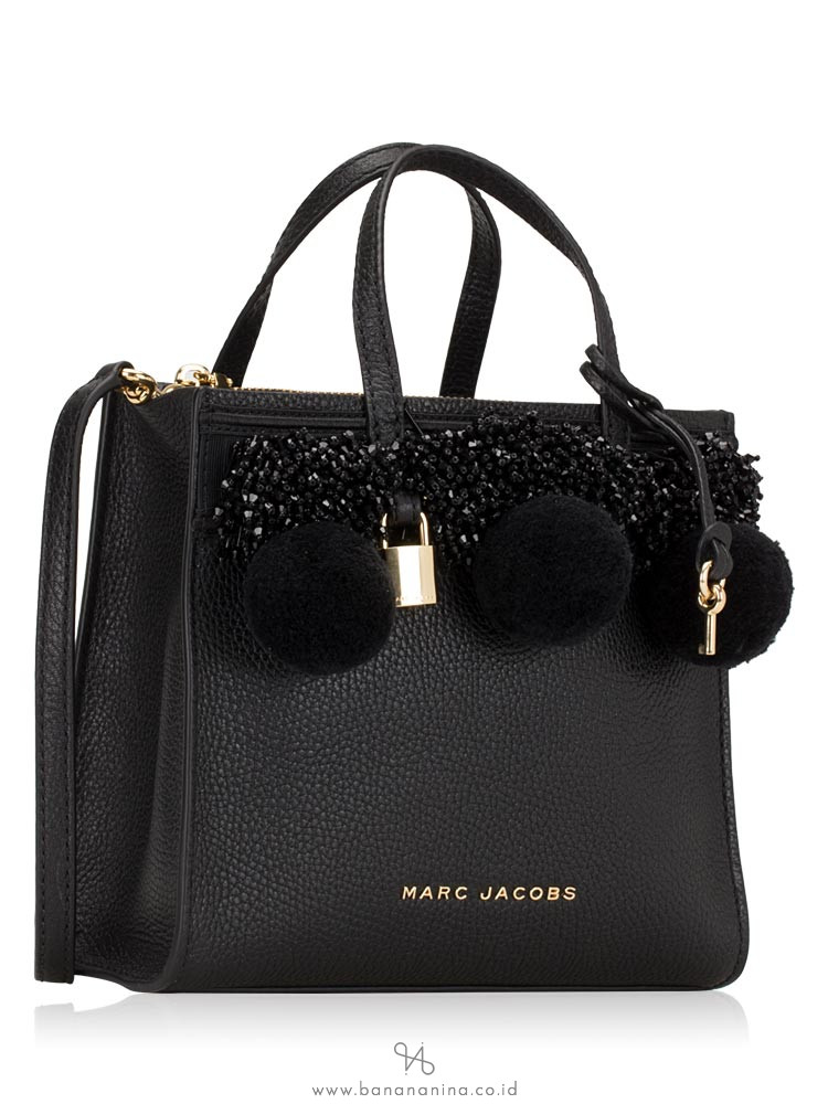 MARC JACOBS M0013368 The Beads & Pompoms Mini Grind Satchel Black