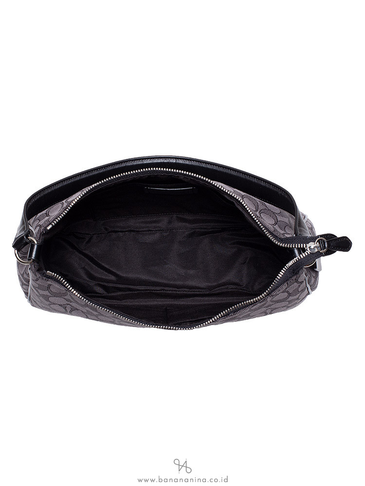 COACH 29959 Outline Signature Zip Shoulder Bag Black Smoke
