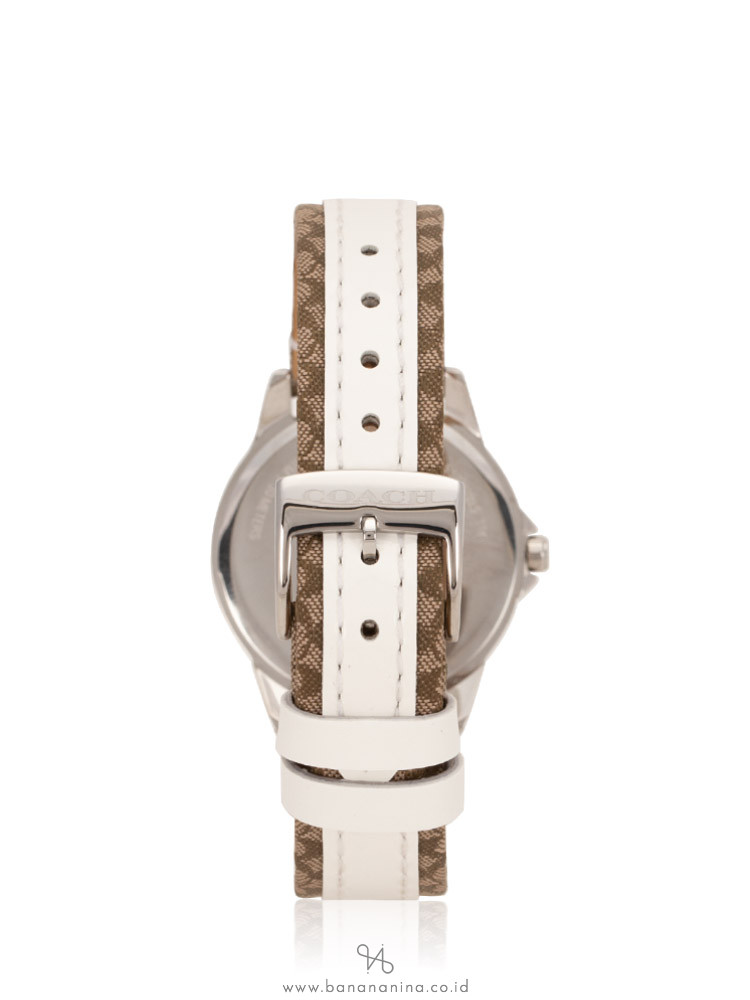 COACH 14501619 Classic Signature Leather Strap White