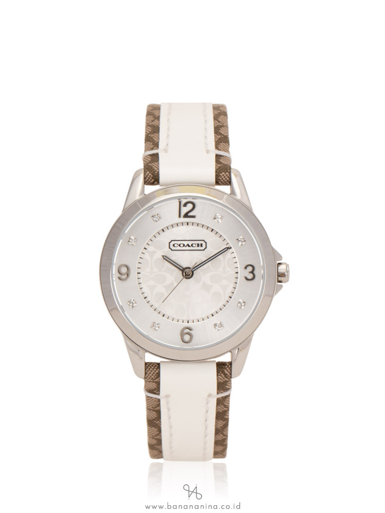 COACH 14501619 Classic Signature Leather Strap White