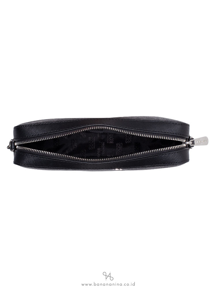 MICHAEL KORS Jet Set Item Monogram Large Crossbody Black Silver
