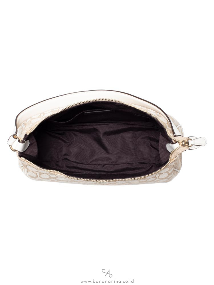 COACH 29959 Outline Signature Zip Shoulder Bag Light Khaki Chalk