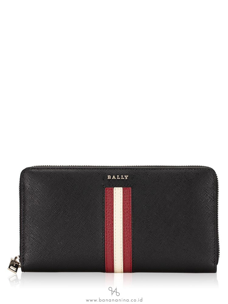 BALLY Salen Saffiano Zip Wallet Black
