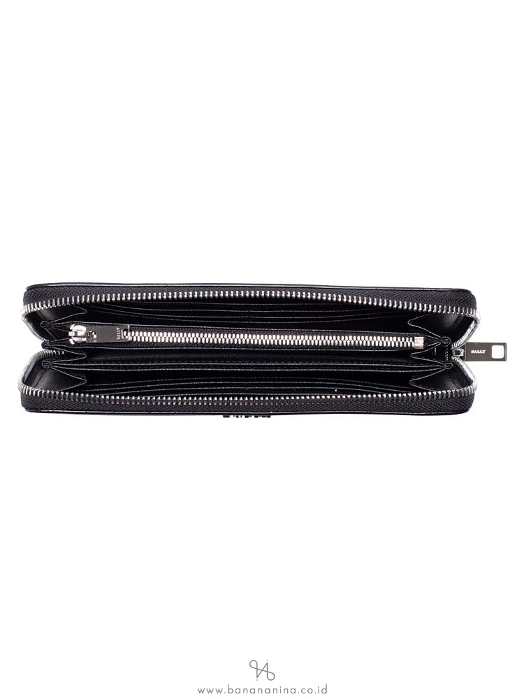 BALLY Salen Saffiano Zip Wallet Black