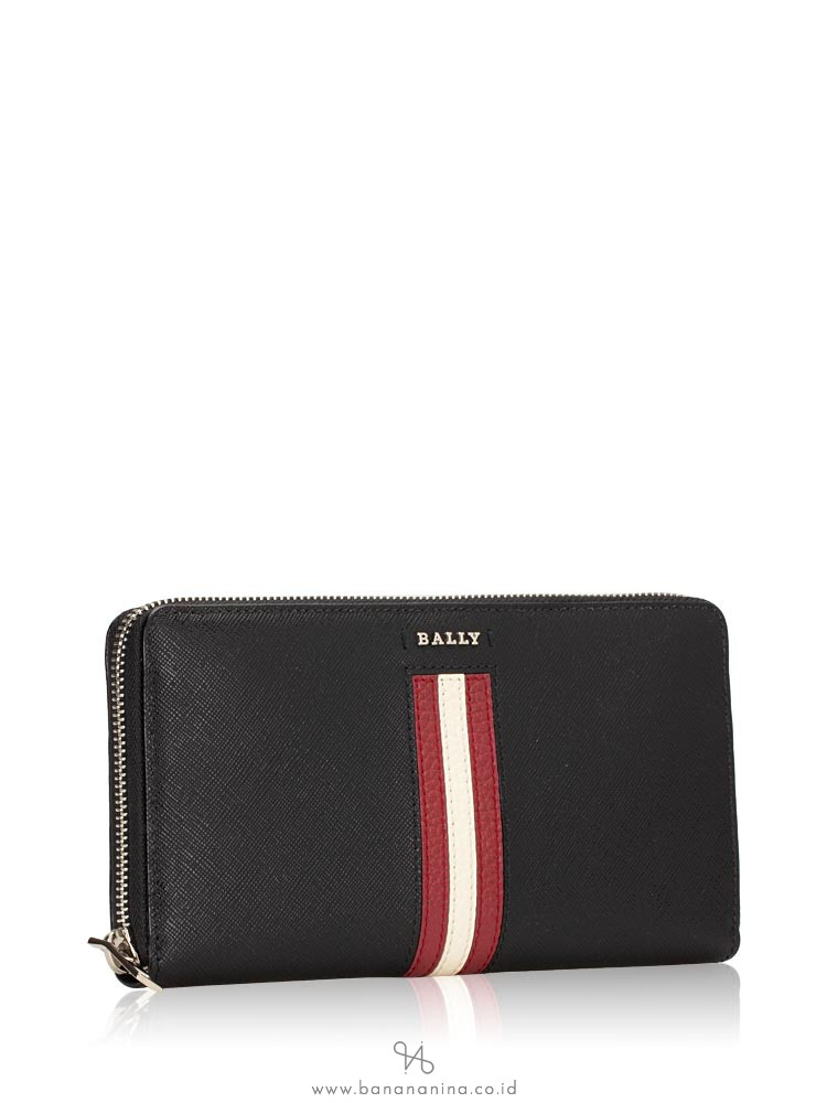 BALLY Salen Saffiano Zip Wallet Black
