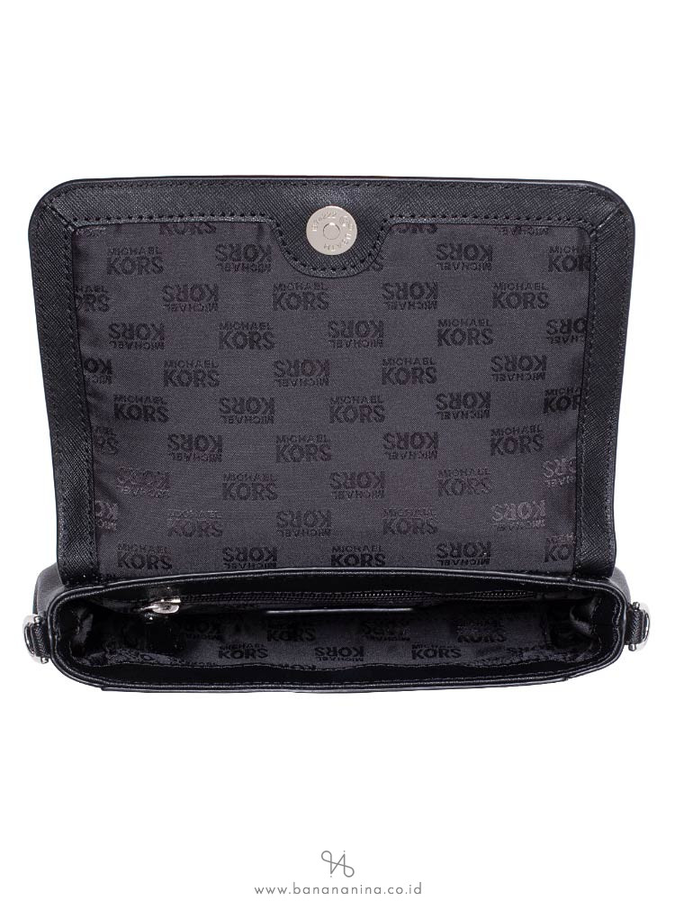 MICHAEL KORS Jet Set Item Medium Saffiano Pouchette Crossbody Black