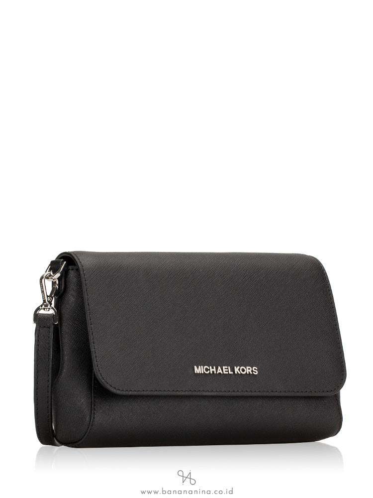 MICHAEL KORS Jet Set Item Medium Saffiano Pouchette Crossbody Black