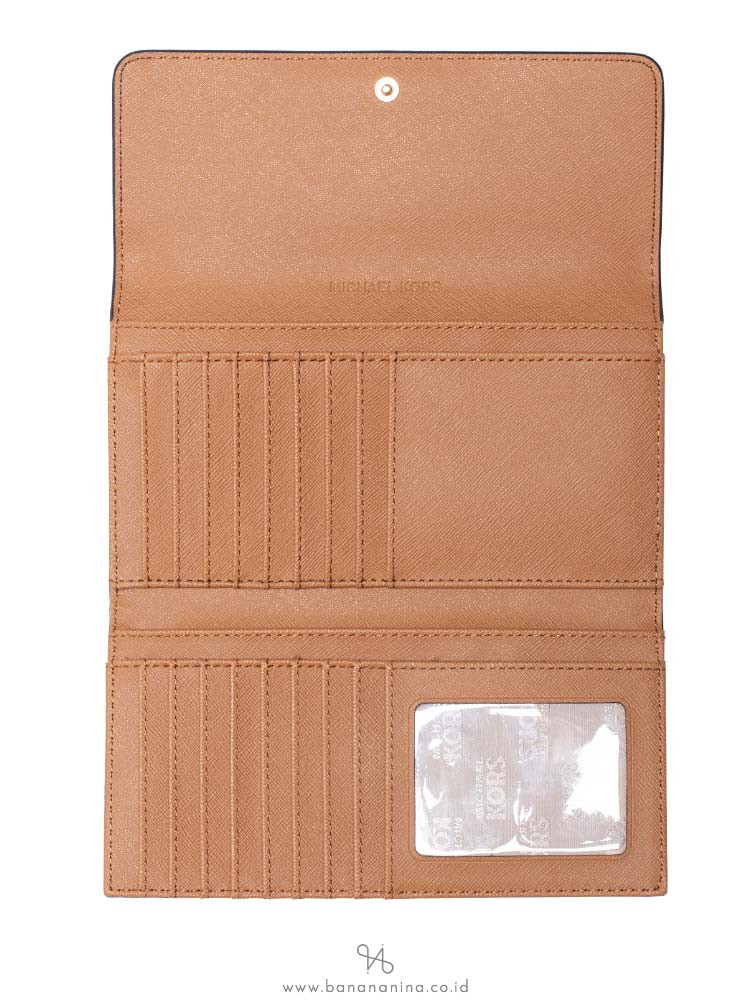 MICHAEL KORS Jet Set Travel Signature Large Trifold Wallet Vanilla Acorn