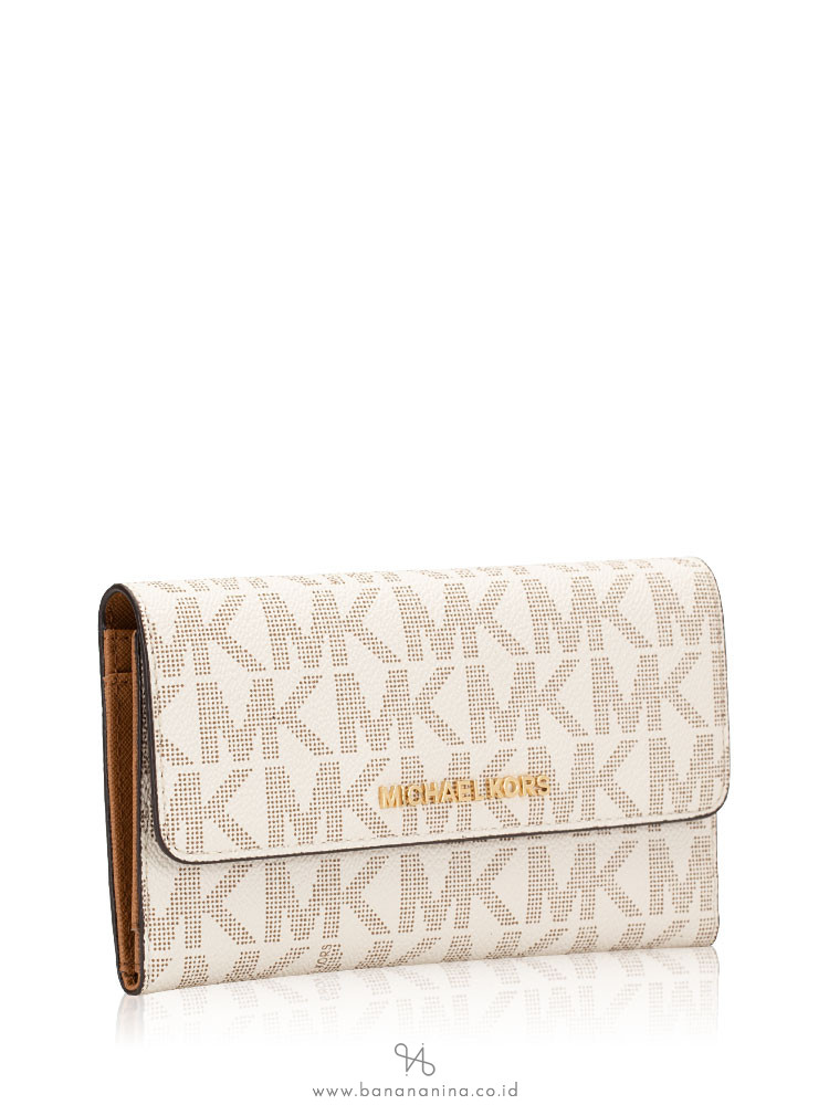 michael kors jet set travel large trifold leather wallet