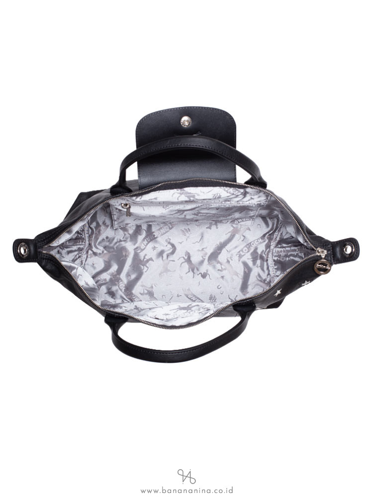 LONGCHAMP Le Pliage Cuir Etoiles Medium SH Black