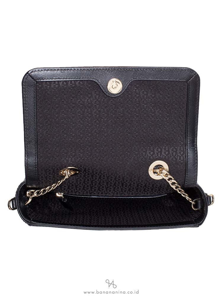 AIGNER Saffiano Flap Crossbody Black