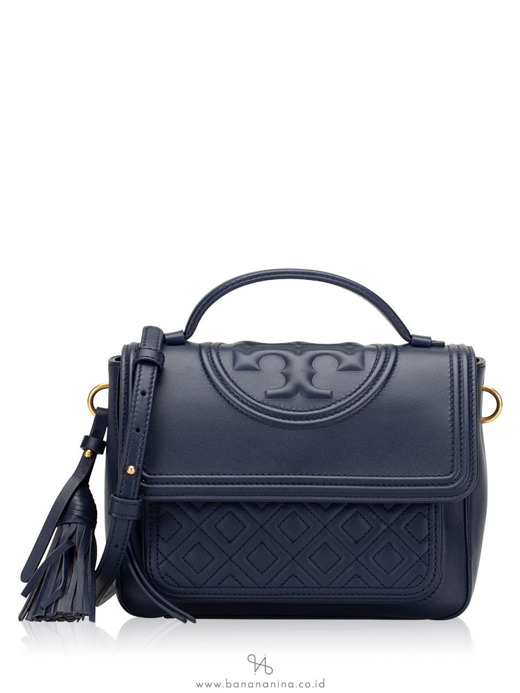 TORY BURCH Fleming Leather Satchel Royal Navy