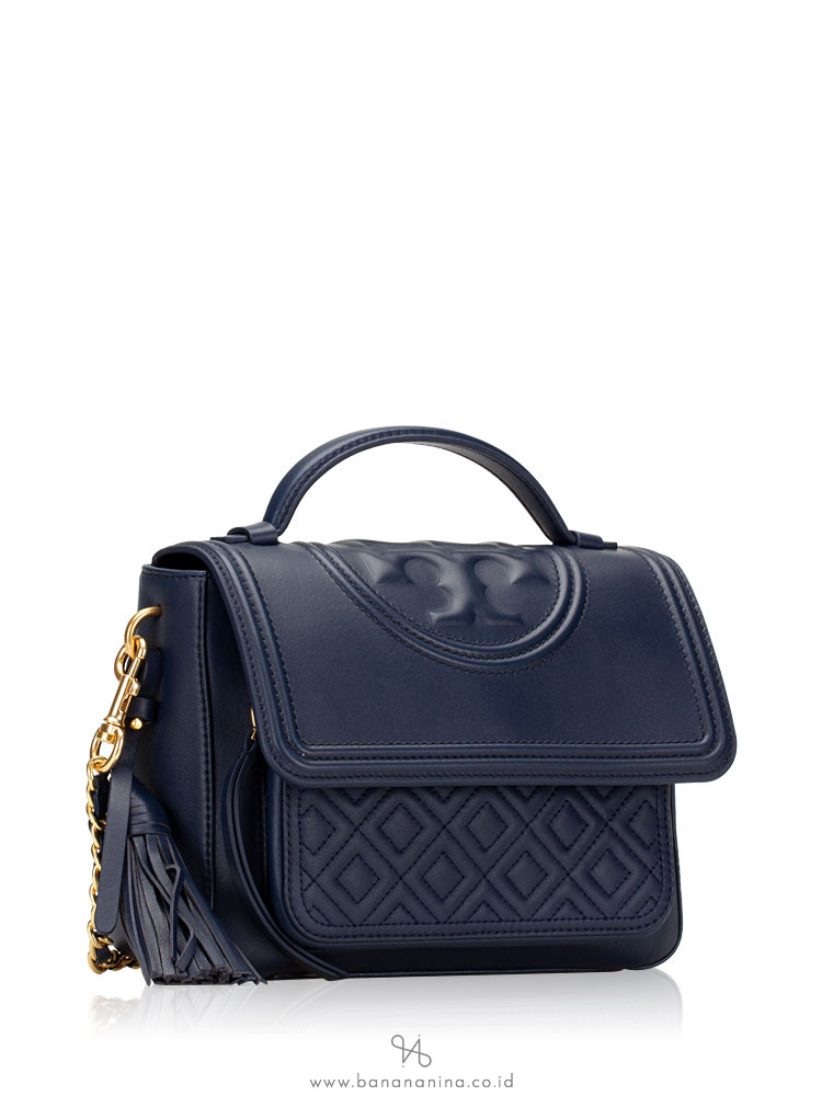 TORY BURCH Fleming Leather Satchel Royal Navy