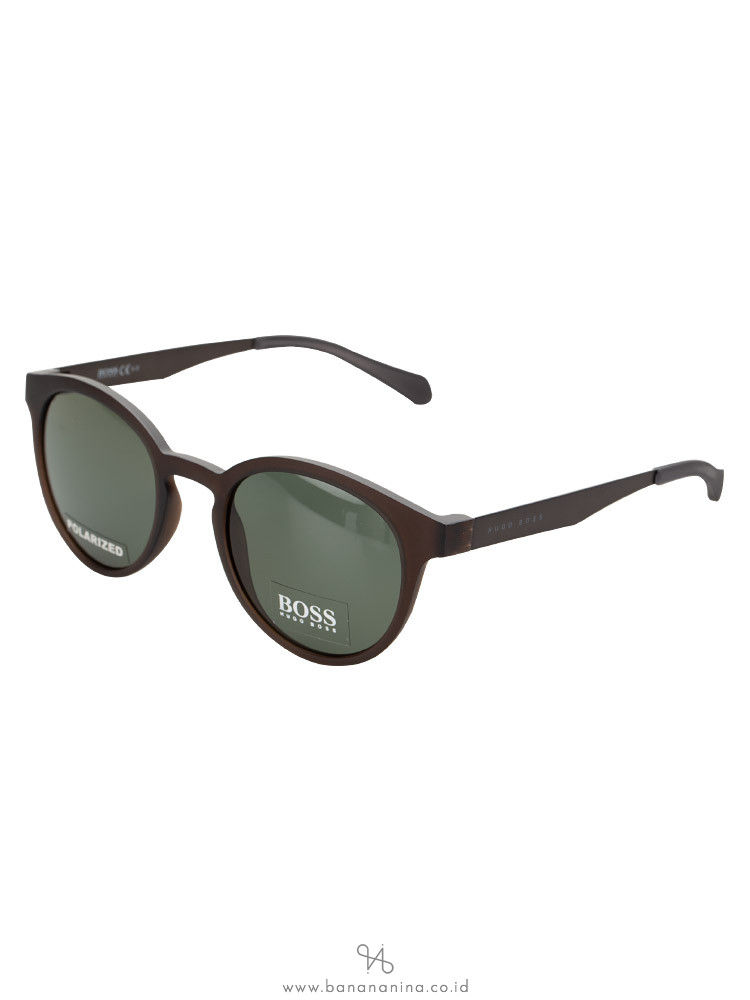 HUGO BOSS 0869S Polarized Vintage Round Sunglasses Brown Matte