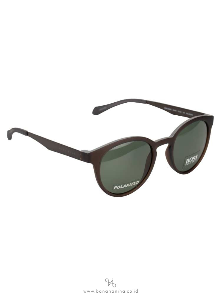 HUGO BOSS 0869S Polarized Vintage Round Sunglasses Brown Matte