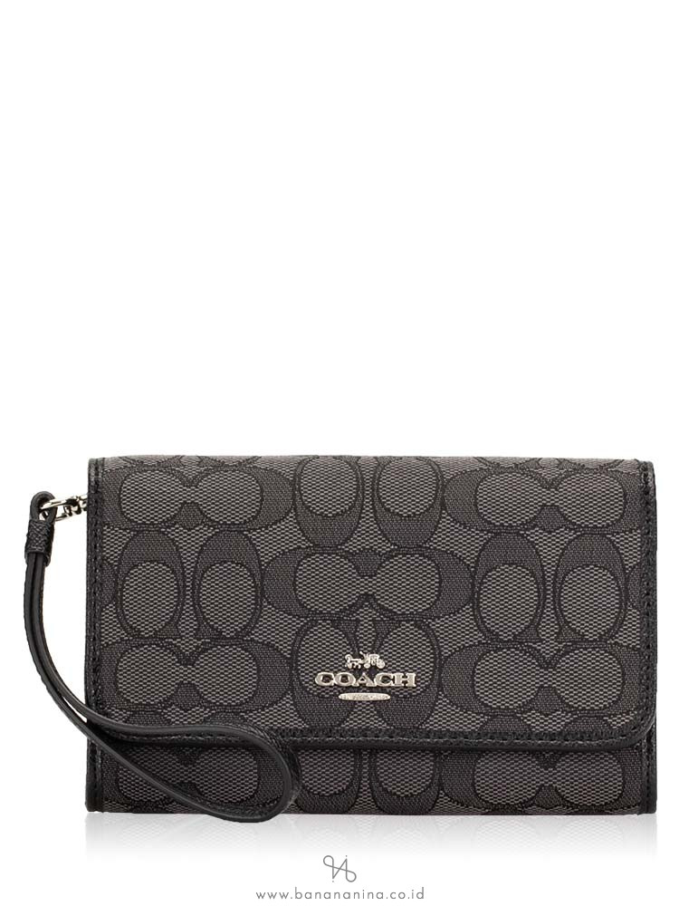 COACH 28327B Signature Phone Wristlet Smoke Black