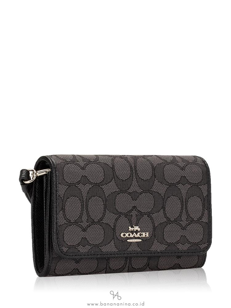 COACH 28327B Signature Phone Wristlet Smoke Black