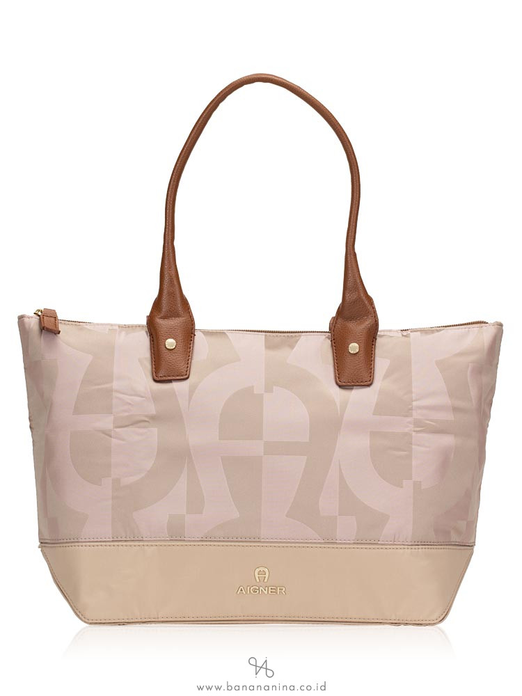 AIGNER Signature Nylon Tote Taupe