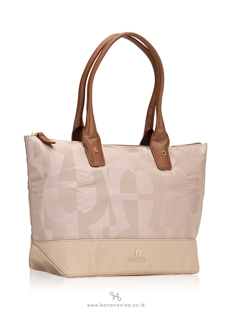 AIGNER Signature Nylon Tote Taupe