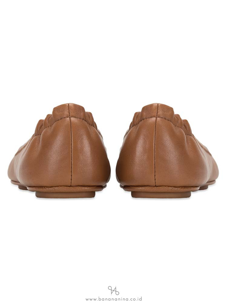 TORY BURCH Minnie Travel Flats Royal Tan Sz 6.5