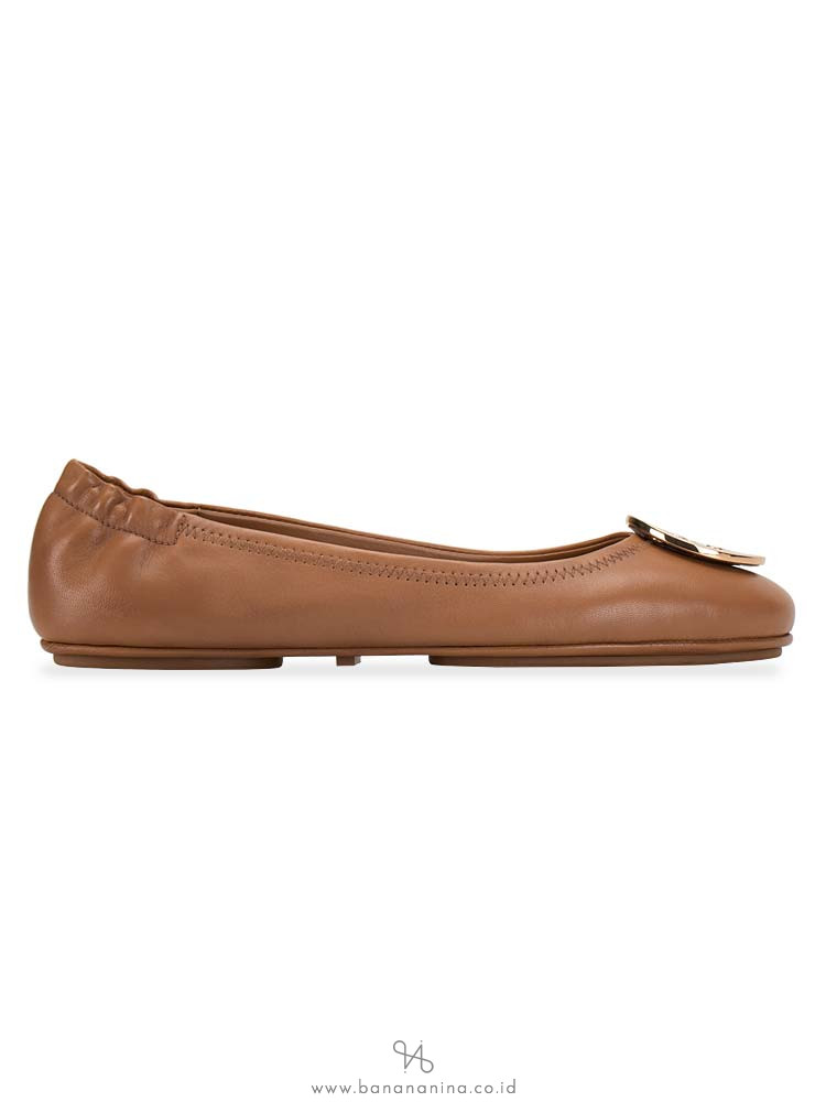 TORY BURCH Minnie Travel Flats Royal Tan Sz 6.5
