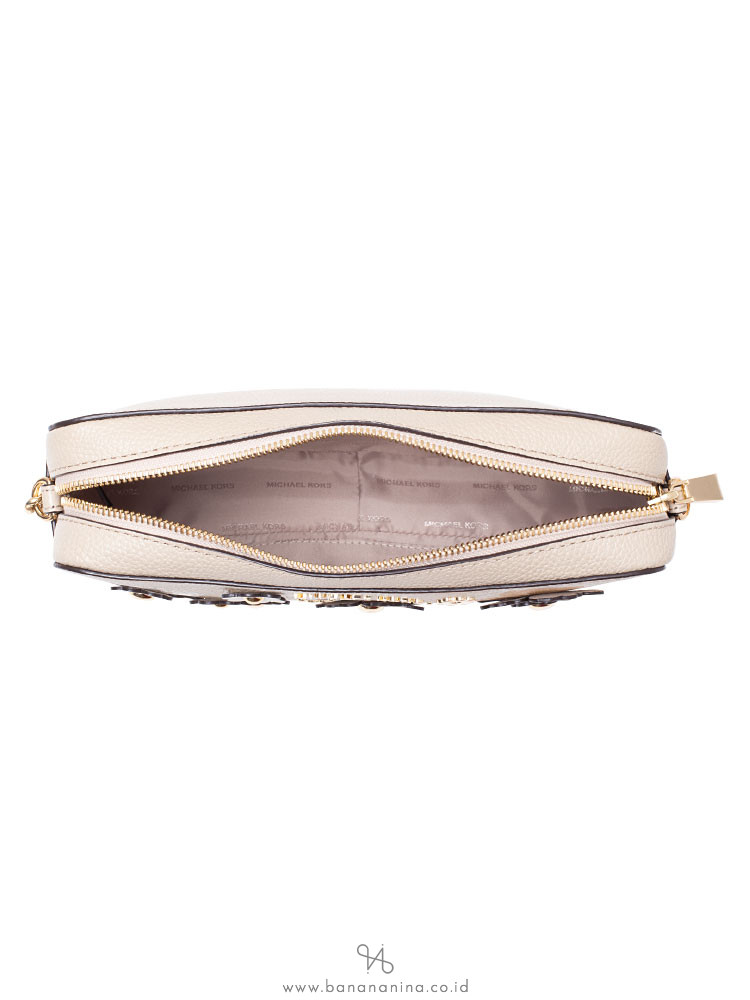 MICHAEL KORS Jet Set Floral Embellished Leather Crossbody Oat Multi