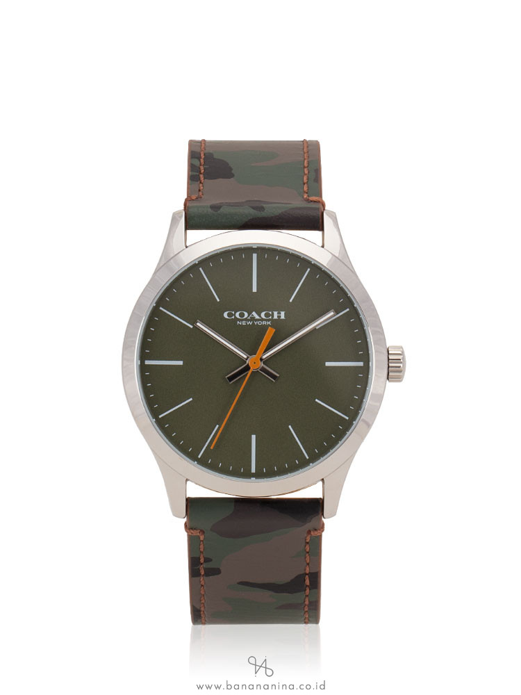 COACH Men 14602369 Baxter Leather Strap Green Camo