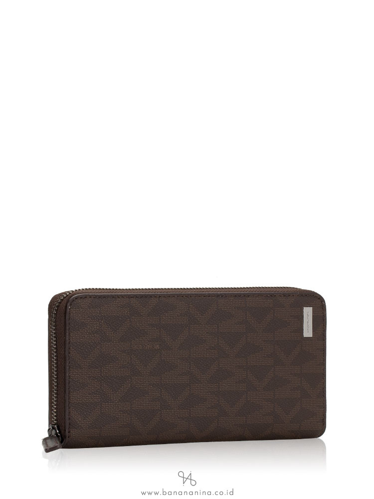 MICHAEL KORS Men Jet Set Signature Tech Zip Wallet Brown