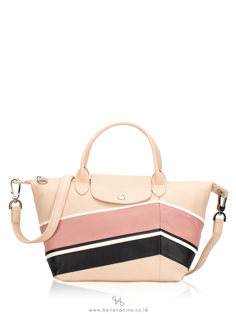 LONGCHAMP Le Pliage Cuir Chevron Small Top Handle Petal