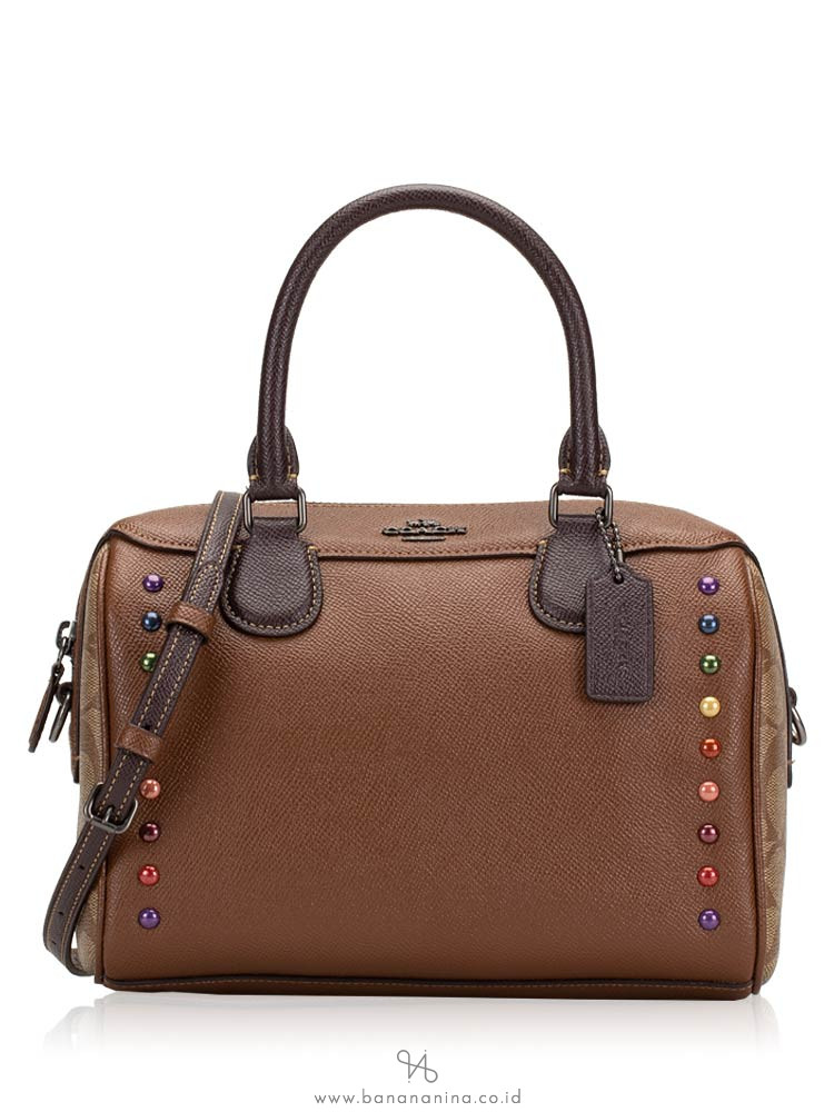 COACH 31378 Rainbow Rivets Mini Bennett Satchel Saddle Multi