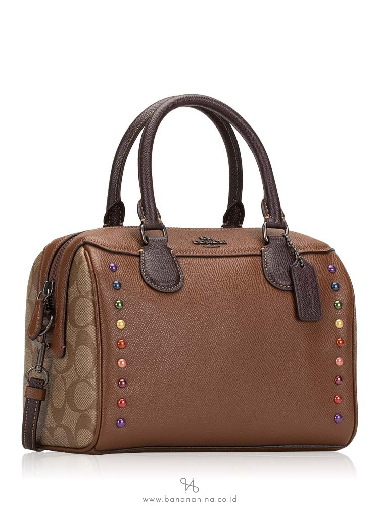 COACH 31378 Rainbow Rivets Mini Bennett Satchel Saddle Multi