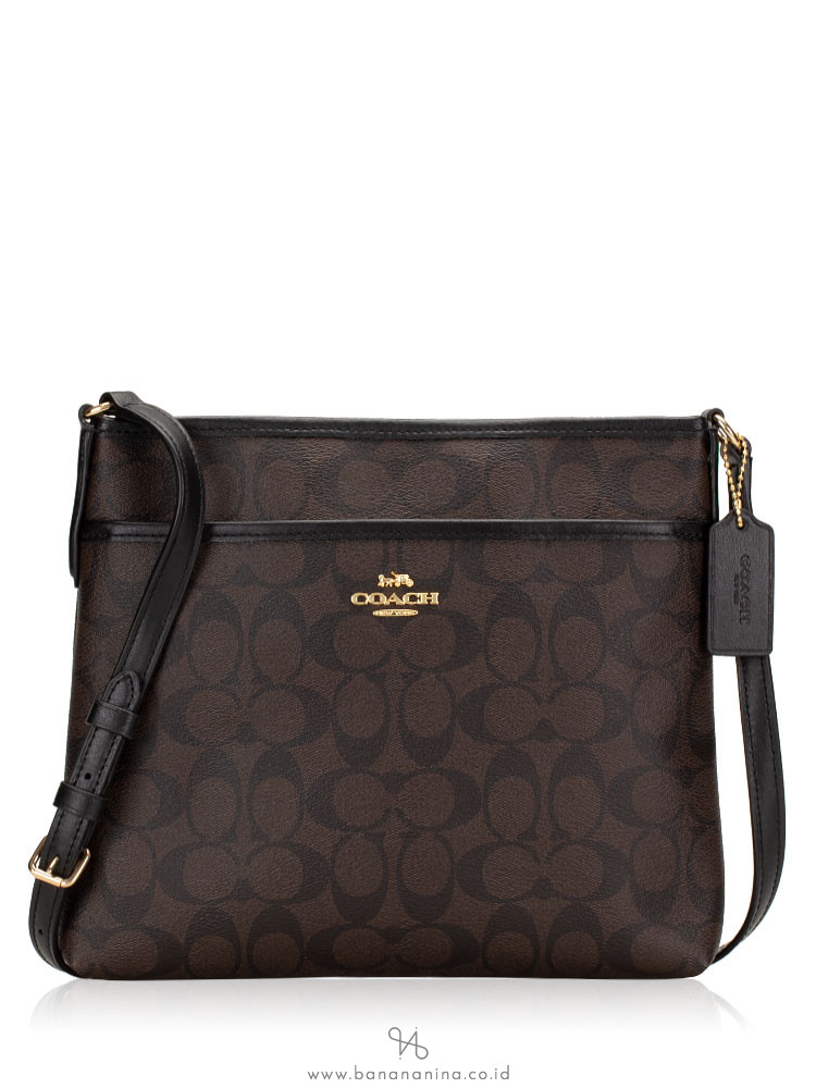 COACH 29210 Signature File Crossbody Brown Black