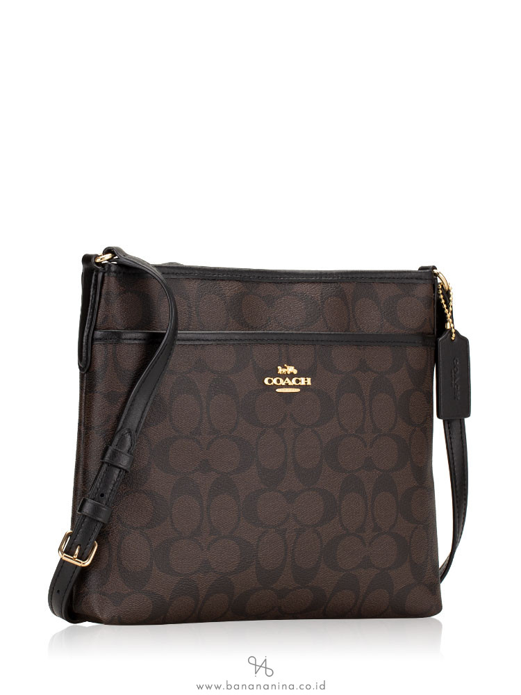 COACH 29210 Signature File Crossbody Brown Black