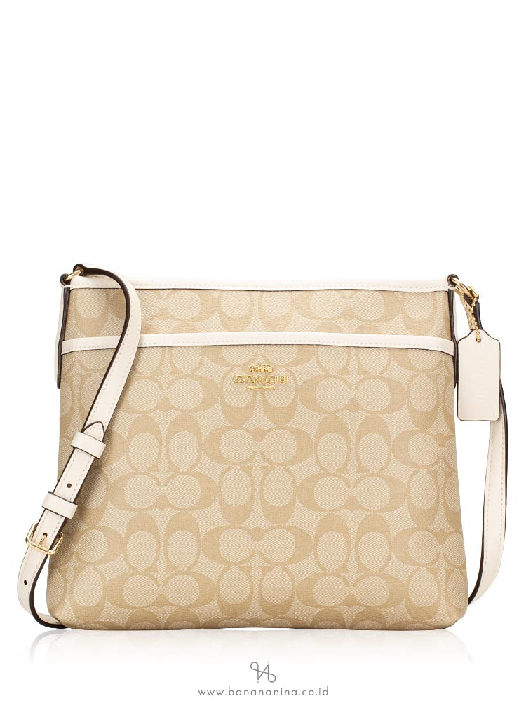 COACH 29210 Signature File Crossbody Light Khaki Chalk