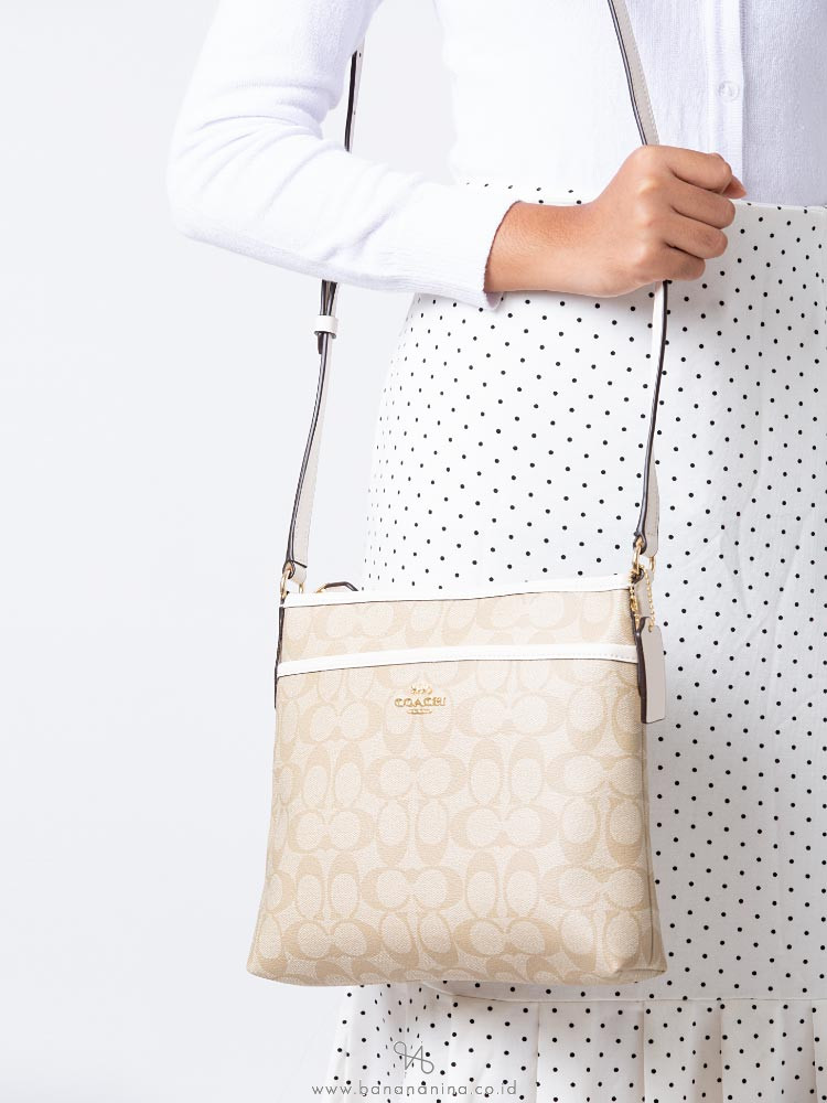 COACH 29210 Signature File Crossbody Light Khaki Chalk