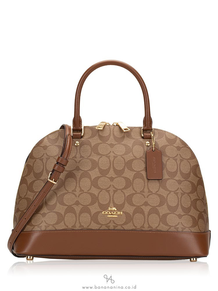 COACH 27584 Signature Sierra Dome Satchel Khaki Saddle