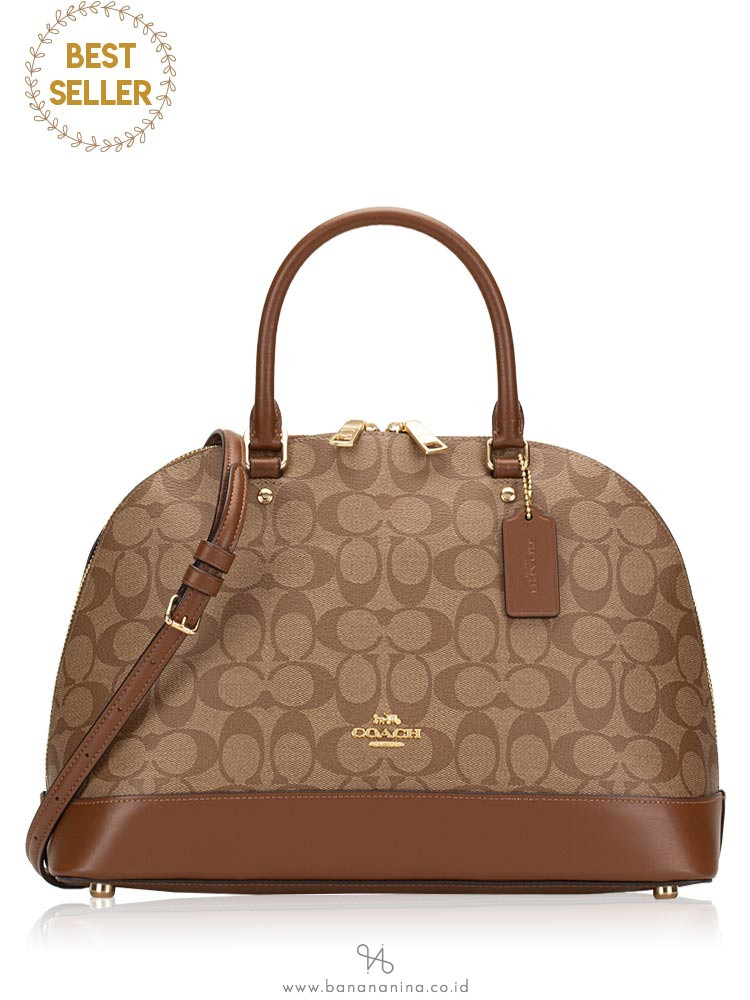 COACH 27584 Signature Sierra Dome Satchel Khaki Saddle