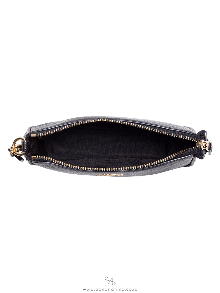 COACH 30258 Pebbled Leather Large Wristlet 19 Black