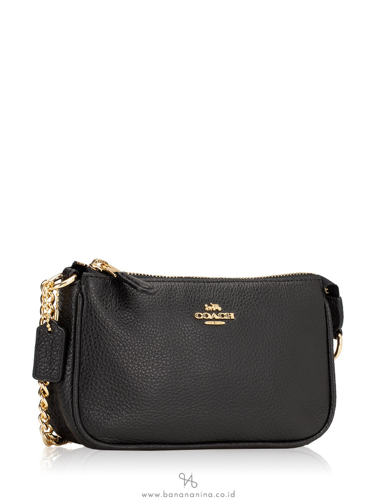 COACH 30258 Pebbled Leather Large Wristlet 19 Black