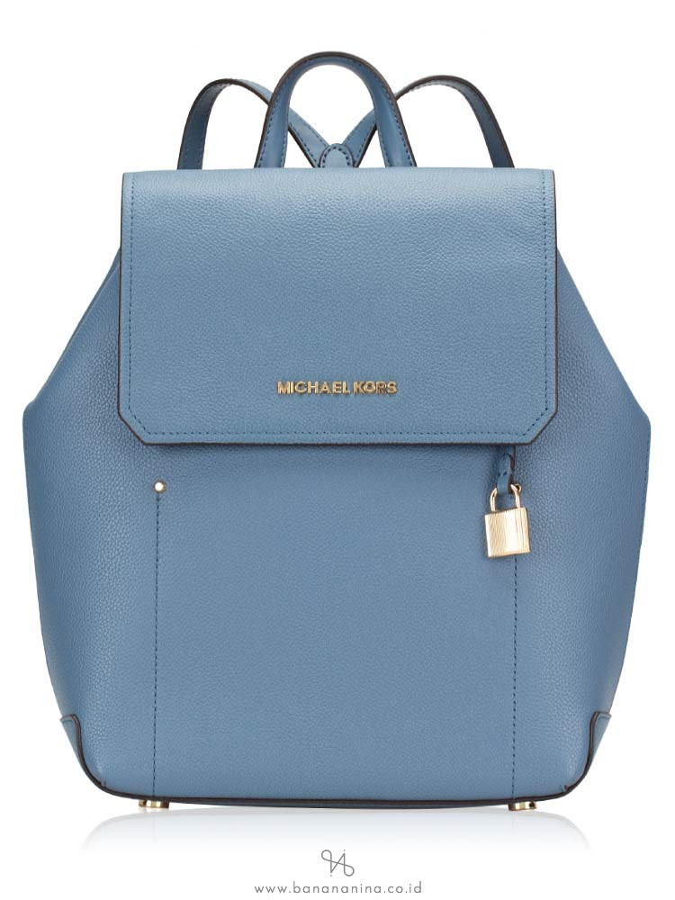 MICHAEL KORS Hayes Leather Medium Backpack Denim Dark Khaki