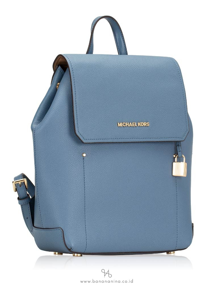 MICHAEL KORS Hayes Leather Medium Backpack Denim Dark Khaki