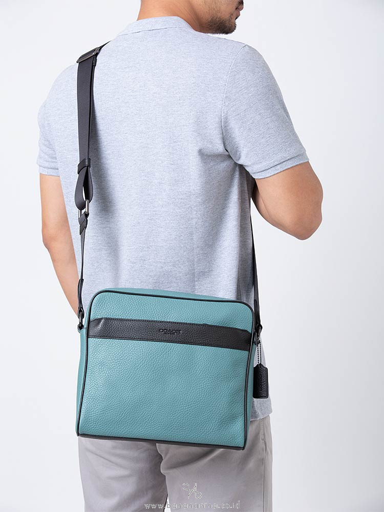 COACH Men 26077 Colorblock Charles Camera Bag Slate Black