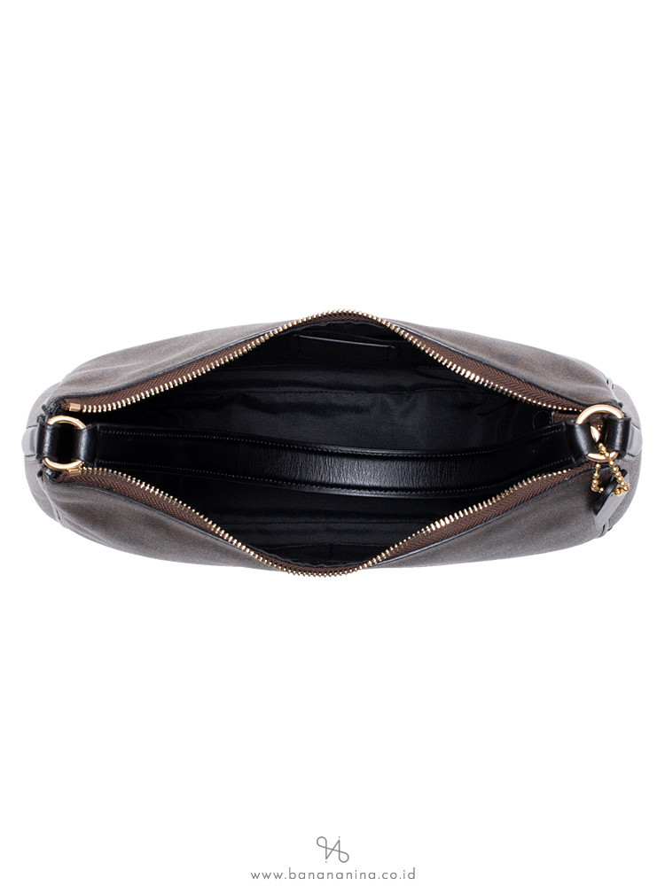 COACH 29209 Signature Zip Shoulder Bag Brown Black