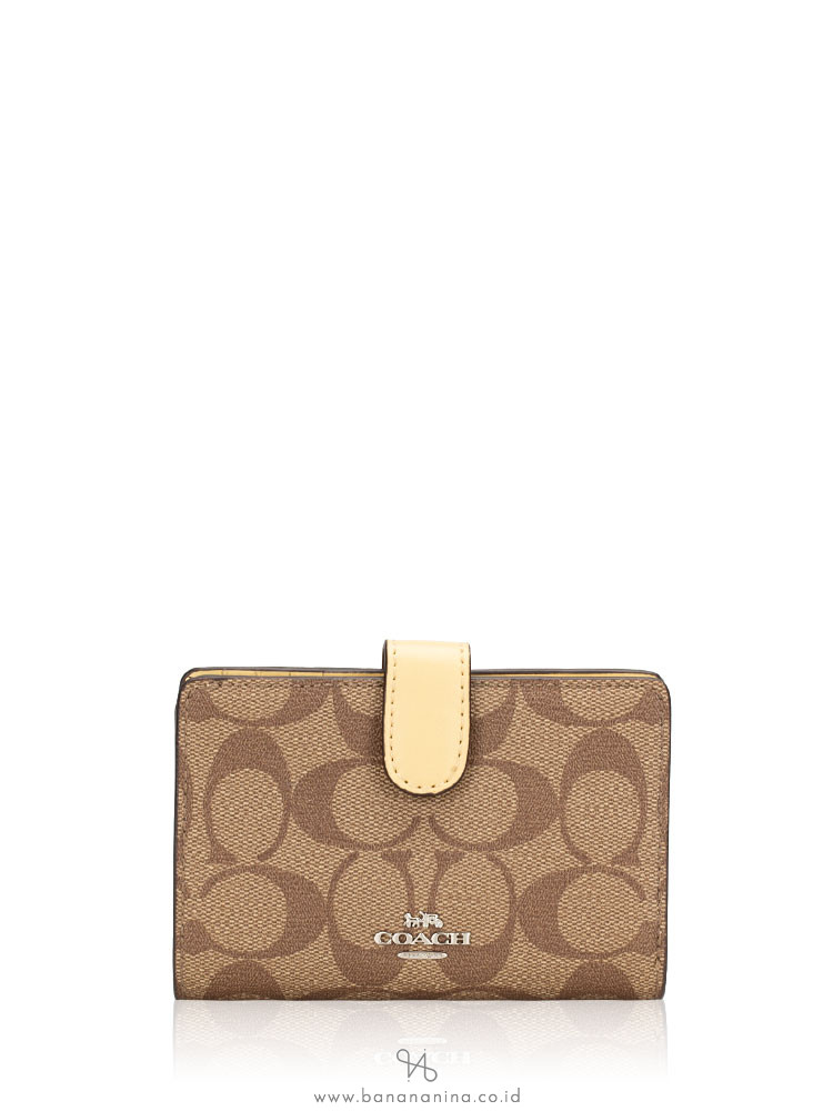COACH 23553 Signature Medium Wallet Khaki Vanilla