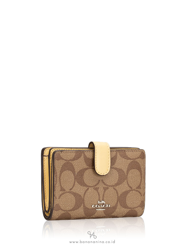 COACH 23553 Signature Medium Wallet Khaki Vanilla