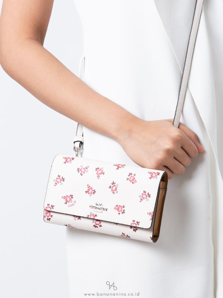 COACH 28328 Boxed Phone Mini Crossbody Chalk Floral Bloom