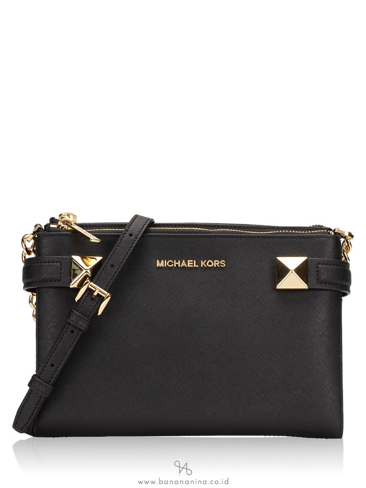 MICHAEL KORS Karla Saffiano Crossbody Black